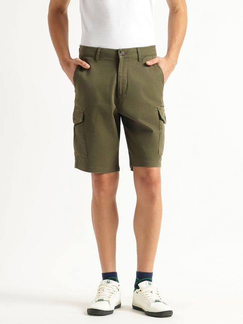 United Colors Of Benetton Green Comfort Fit Cargo Shorts