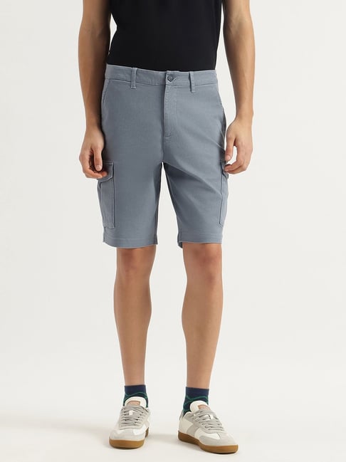 United Colors Of Benetton Blue Comfort Fit Cargo Shorts