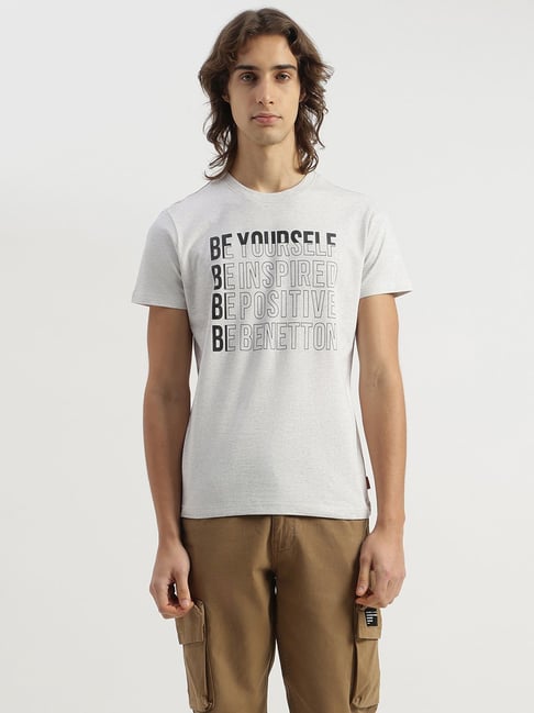 United Colors Of Benetton Grey Cotton Regular Fit Printed T-Shirt-picture-28