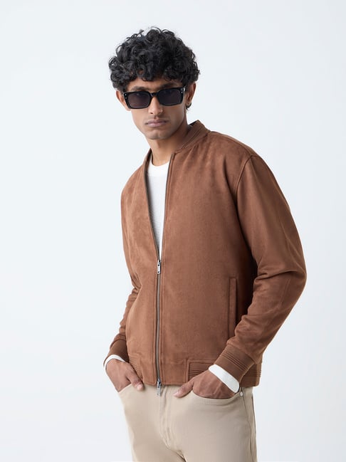 Ascot by Westside Tan Solid Relaxed-Fit Suede Jacket-picture-46