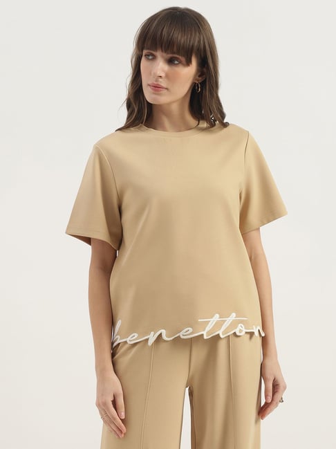 United Colors Of Benetton Beige Regular Fit T-Shirt