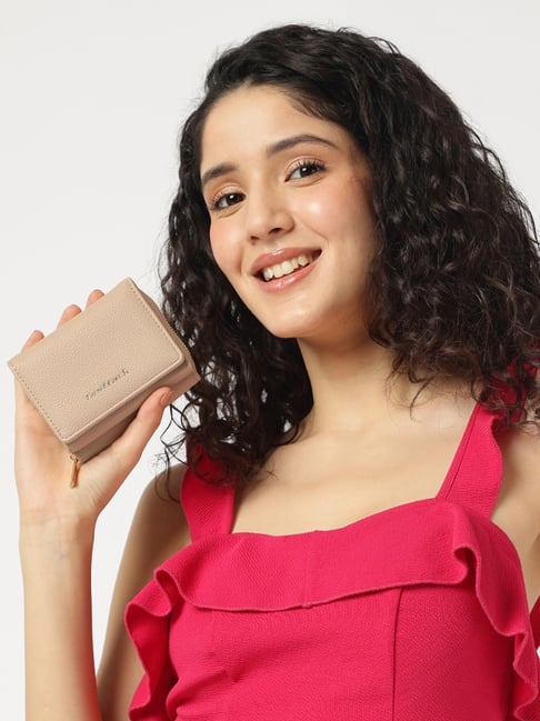 Fastrack Beige Textured Pocket Essentials Tri-Fold Wallet-image-40