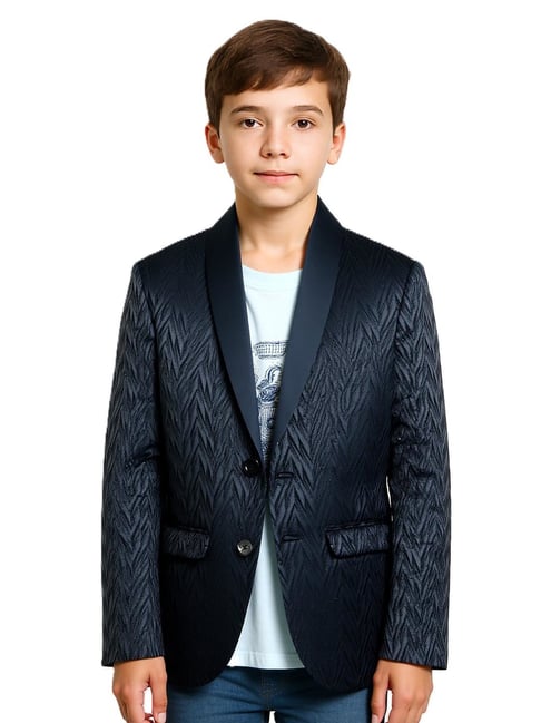 Charchit Boys Dark Green Embellished Regular Fit Blazer with T-Shirt-picture-29