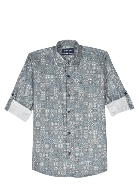 Charchit Boys Grey Cotton Printed Regular Fit Shirt-picture-20