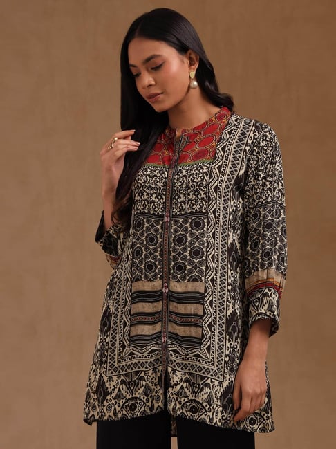 Soch Multicolored Crepe Printed Three-Quarter Sleeves Tunic-picture-18