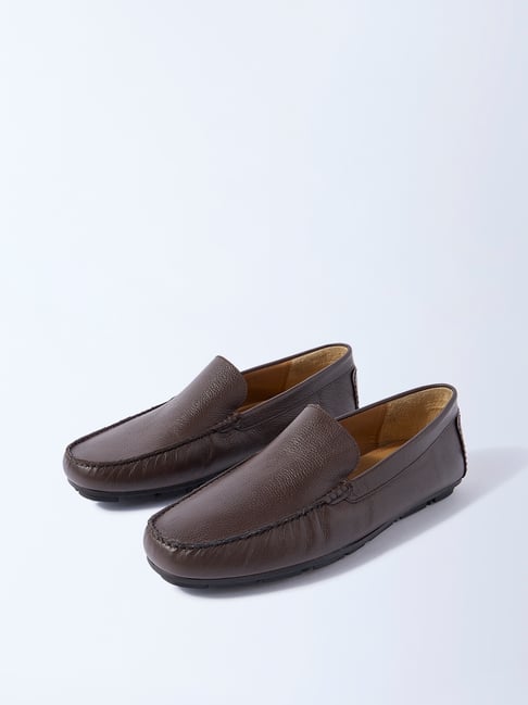 SOLEPLAY by Westside Brown Textured Leather Loafers-picture-40
