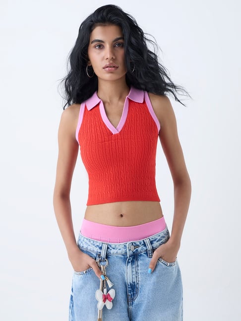 nuon women Nuon by Westside Red Cable-Knitted Top-picture-18