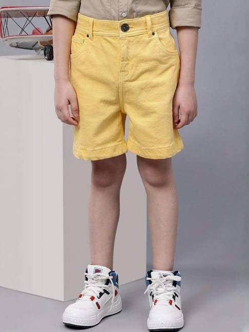 One Friday Kids Yellow Regular Fit Shorts-picture-32