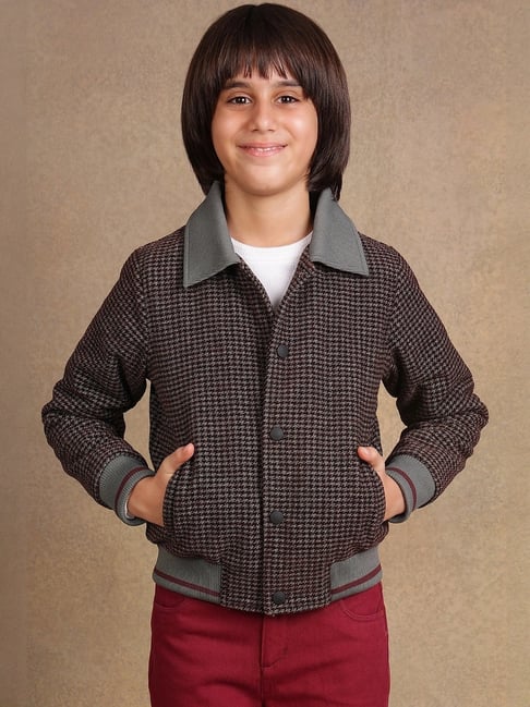 One Friday Kids Grey Checks Regular Fit Jacket-picture-46