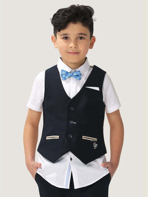 One Friday Kids Blue Regular Fit Waist Coat-picture-35