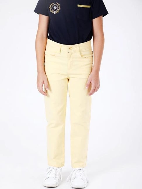 One Friday Kids Yellow Regular Fit Trousers-picture-18