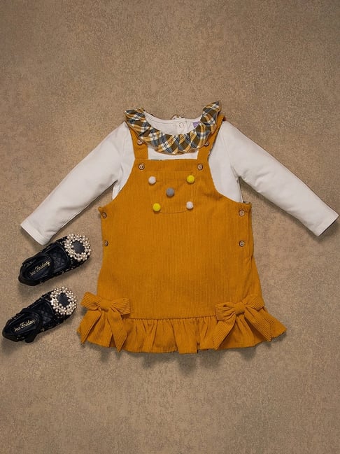 One Friday Kids Yellow Regular Fit Dungaree Set-picture-14