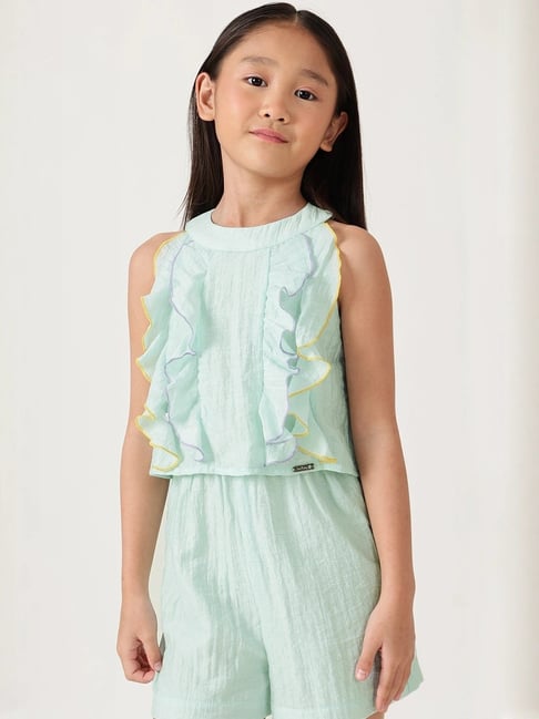 One Friday Kids Turquoise Regular Fit Jumpsuit-picture-39