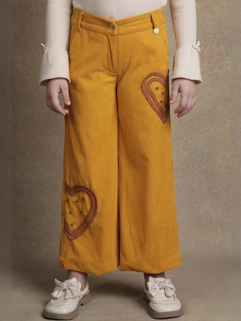 One Friday Kids Yellow Printed Regular Fit Trousers-picture-24