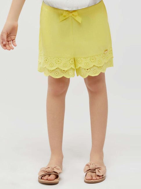 One Friday Kids Yellow Self Regular Fit Shorts-picture-25