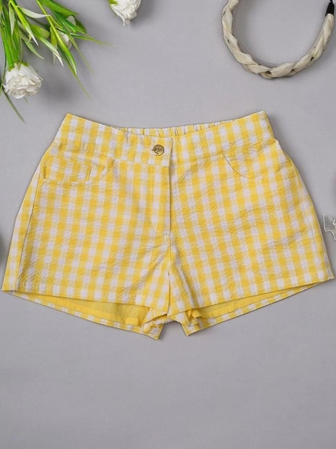 One Friday Kids Yellow Checks Regular Fit Shorts-picture-12