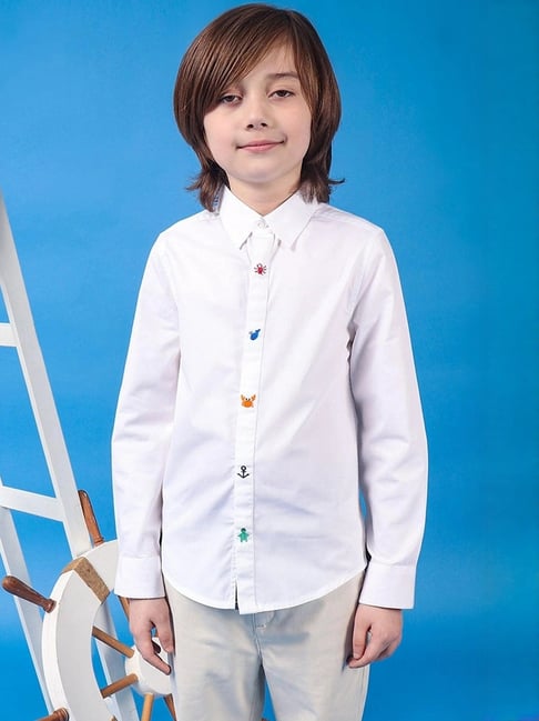one friday kids white regular fit shirt