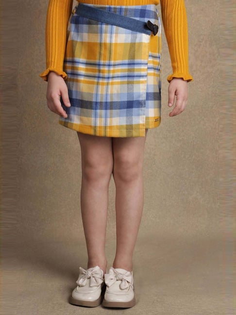 One Friday Kids Multicoloured Checks Regular Fit Skirt-picture-29