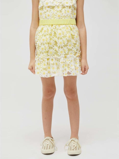 One Friday Kids Yellow Embroidery Regular Fit Skirt-picture-30