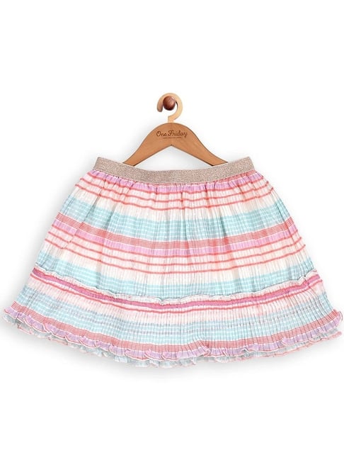 One Friday Kids Multicolor Textured Regular Fit Skirt-picture-28