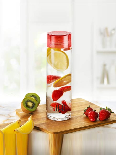 Cello Red Glass H2O Water Bottle (920 ml)