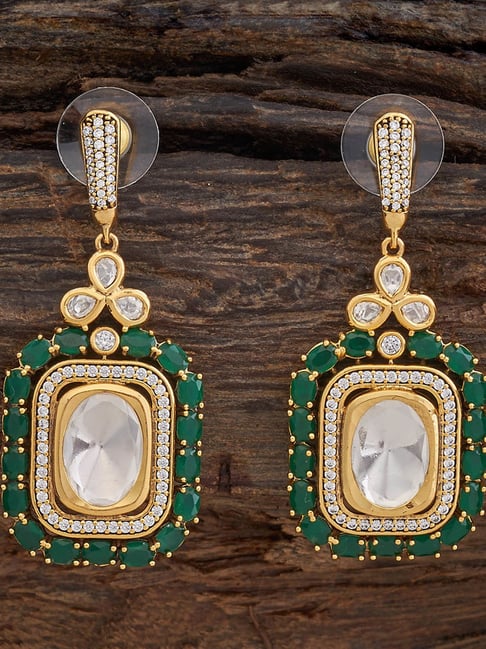 Kushal's Fashion Jewellery Green Victorian Polished Kundan Earring for Women-picture-37