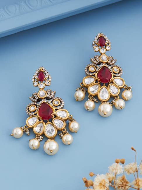 Kushal's Fashion Jewellery Ruby Victorian Polished Kundan Earring for Women441244-picture-14