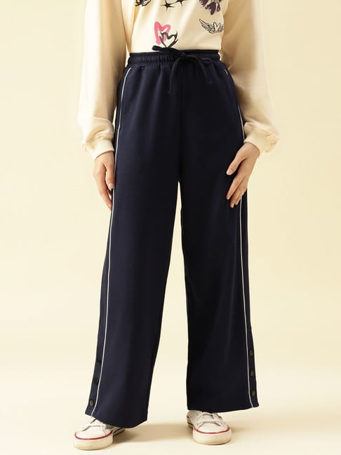 Lil Tomatoes Girls Navy Flared Fit Trackpant-picture-24