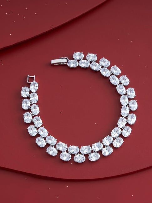 Kushal's Fashion Jewellery White Rhodium Polished Zircon Bracelet for Women-picture-31