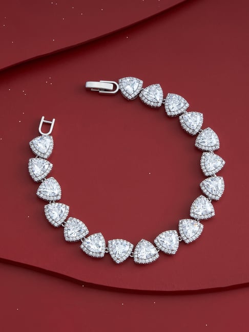 Kushal's Fashion Jewellery White Rhodium Polished Zircon Bracelet for Women-picture-32
