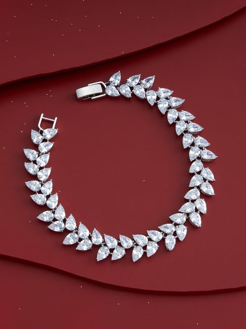 Kushal's Fashion Jewellery White Rhodium Polished Zircon Bracelet for Women-picture-30