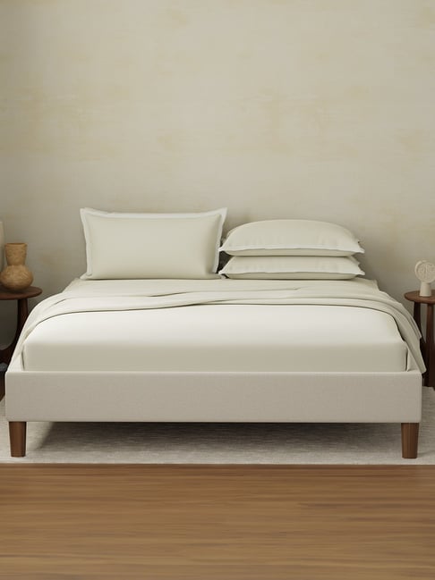 Boutique Living Cotton Charm Grey Cotton 400 TC Flat King Bedsheet with 2 Pillow Covers-picture-20