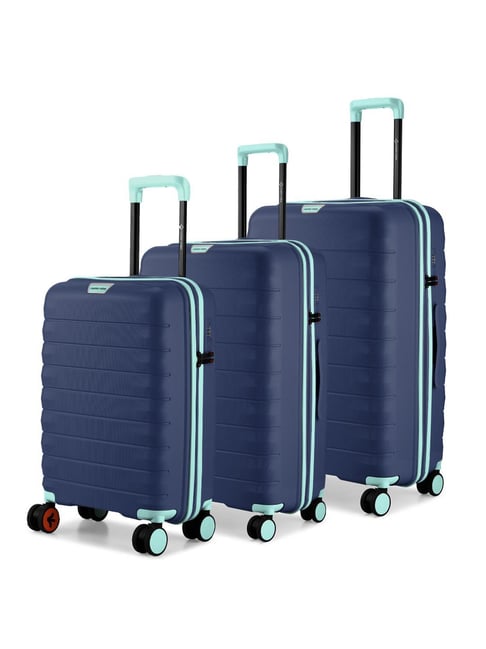 Nasher Miles Salzburg Polypropylene Luggage Set of 3 55, 65 & 75cm 8 Wheels Suitcases (Navy Blue)-picture-43