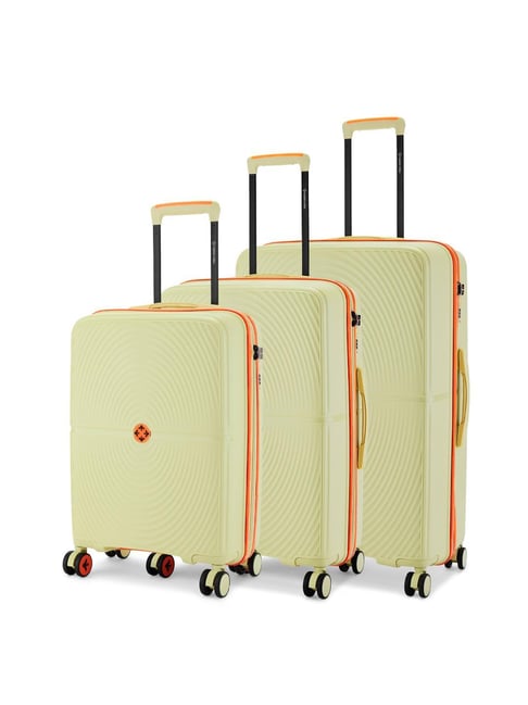 Nasher Miles Bali Polypropylene Luggage Set of 3 | 55cm, 65cm & 75cm | 8 Wheels Suitcases (Cream)-picture-10