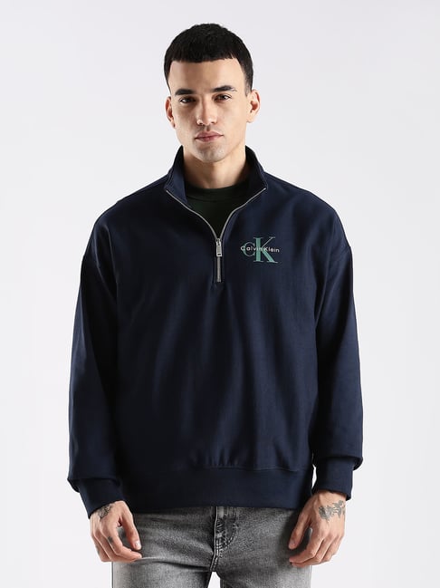 Calvin Klein Jeans Navy Cotton Comfort Fit Sweatshirt-picture-34
