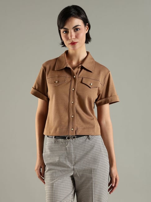 Tommy Hilfiger Brown Cotton Regular Fit Shirt-picture-27