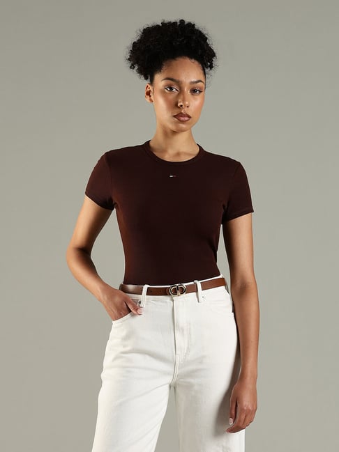 Tommy Hilfiger Brown Cotton Slim Fit Top-picture-17