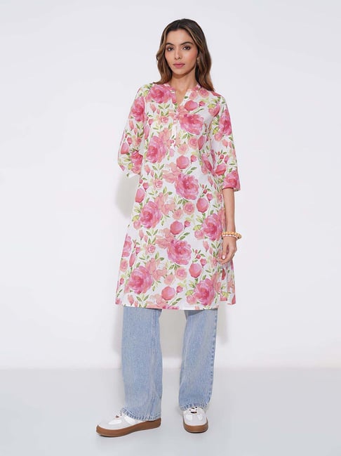 Rangmanch By Pantaloons Aurora Pink Regular Fit Floral Print Kurta-picture-32