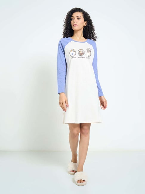 Dreamz By Pantaloons White Alyssum Regular Fit Printed Nightwear Dress-picture-18
