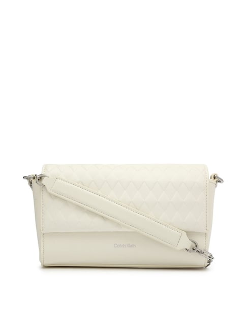 CALVIN KLEIN Chalk Quilted Medium Cross Body Bag