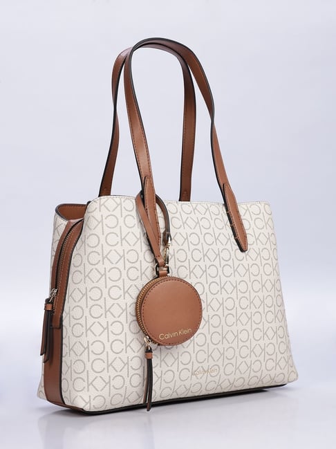 CALVIN KLEIN Vanilla Caramel Logo Medium Tote