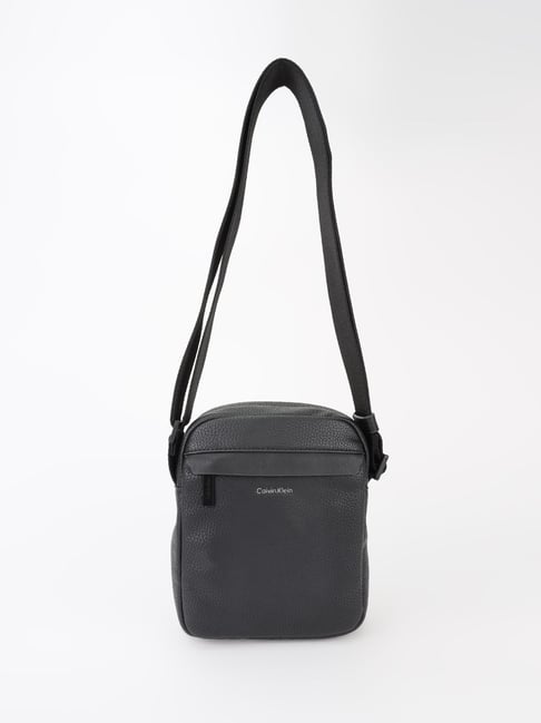 CALVIN KLEIN Black Textured Medium Cross Body Bag