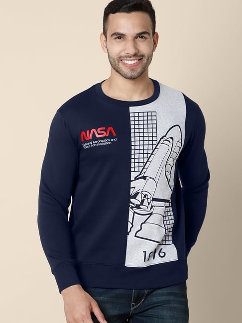 Free Authority Navy Blue Printed Regular Fit Sweatshirt-picture-32