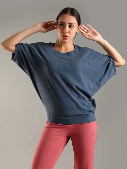 Domin8 Smoke Blue Relaxed Fit Yoga Top