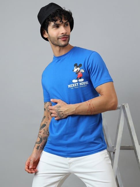 Free Authority Blue Cotton Printed Regular Fit T-Shirt-picture-28