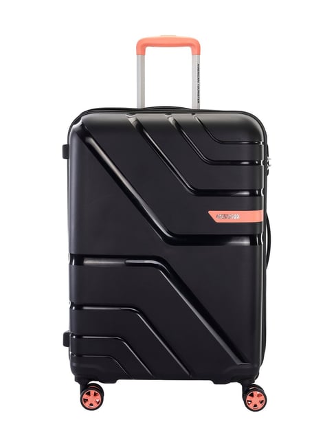 American Tourister Black Upland Sport Textured Medium Hard Sided Checked Luggage