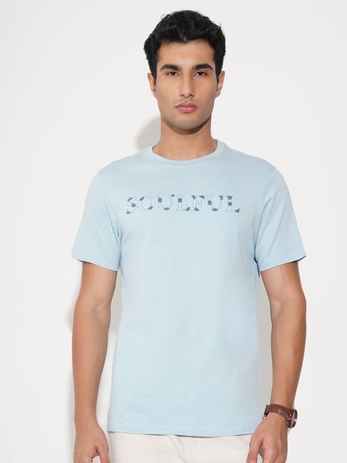 7 Alt By Pantaloons Sterling Blue Cotton Regular Fit Embroidered T-Shirt-picture-29