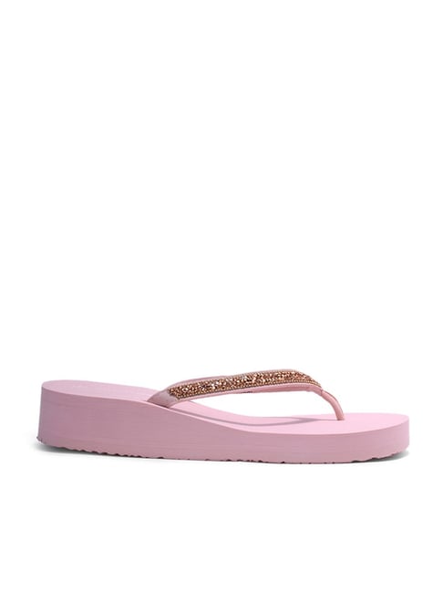 forever glam by pantaloons women's nude flip-flop