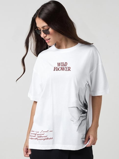 Bewakoof White Cotton Graphic T-Shirt-picture-21