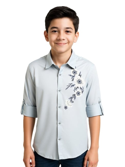 CHARCHIT Kids Grey Cotton Printed Shirt-picture-42